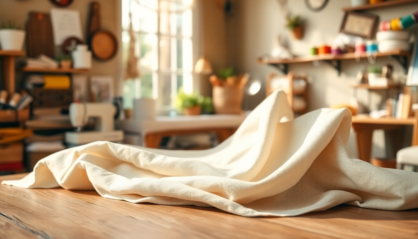 Ontdek ongebleekt katoen met zijn natuurlijke textuur en warme kleuren op een creatieve werkplek.
