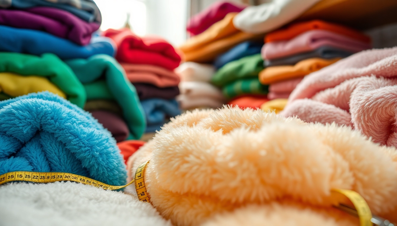 Verken fleece stoffen met kleurrijke patronen terwijl ze prachtig zijn opgesteld.