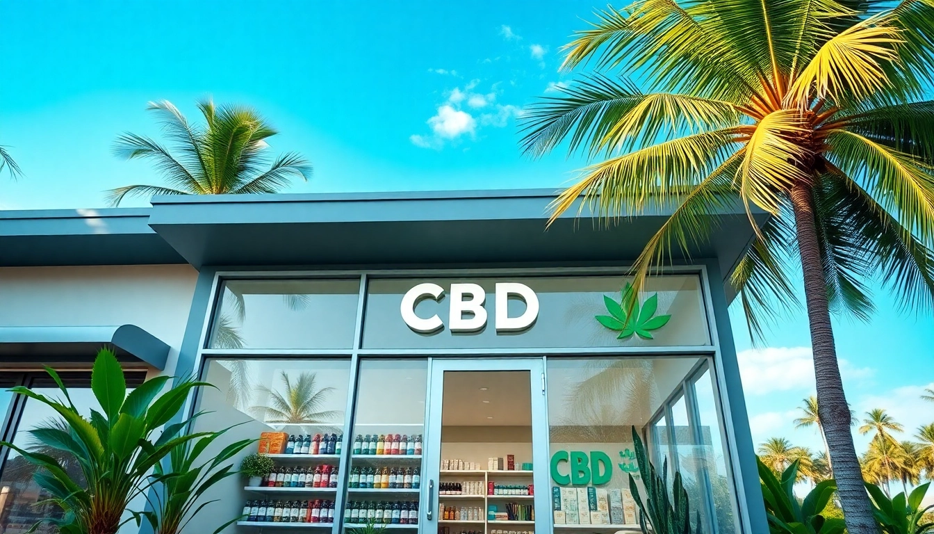 Discover the vibrant atmosphere of cbd miami through a welcoming storefront filled with CBD products.